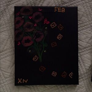 Floral Art Canvas with Beaded Accents